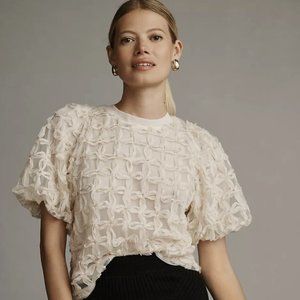 Anthropologie Karla Textured Creme Blouse NWT